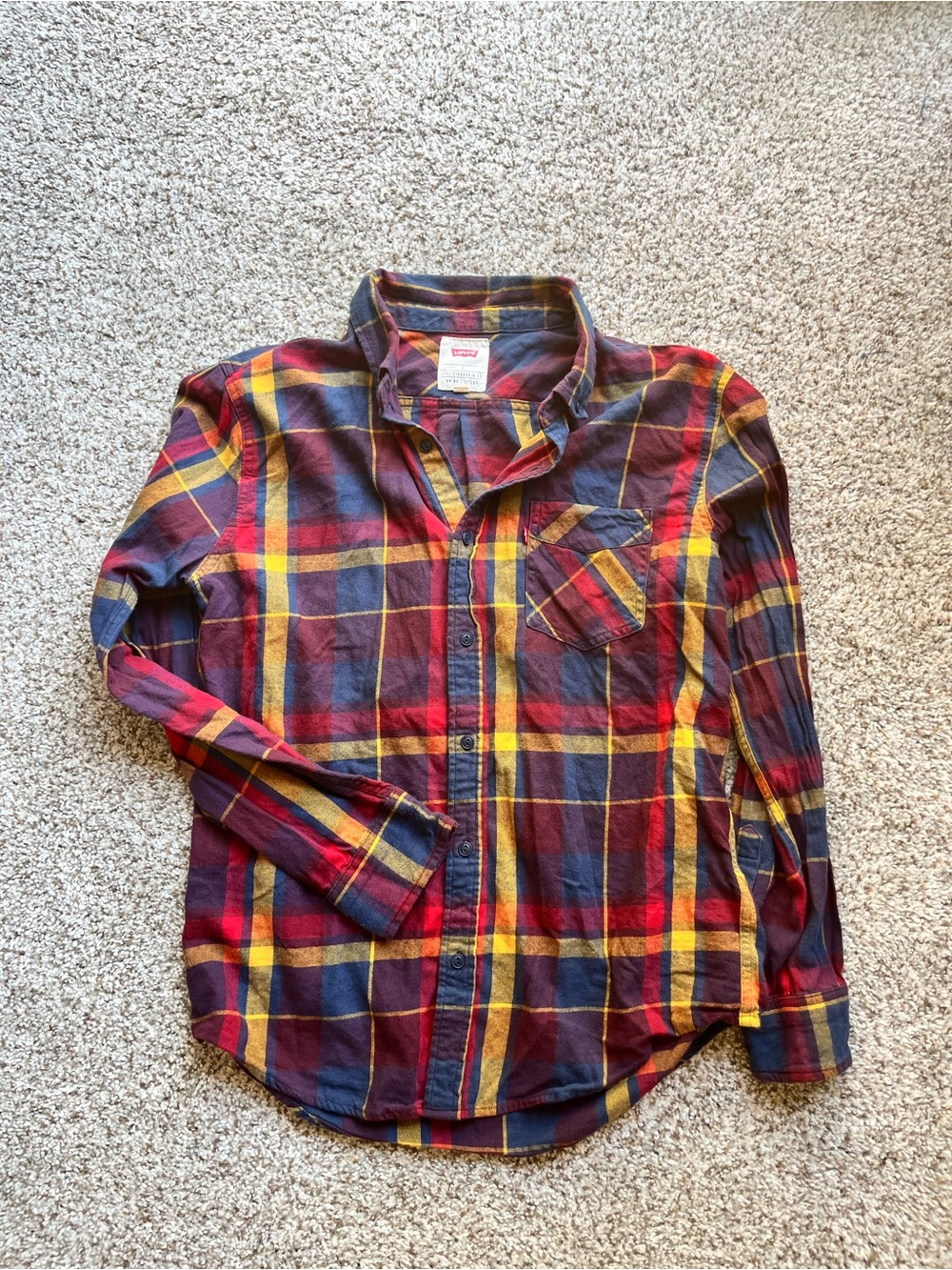 Levi's Men's Plaid Button-Down Shirt in Red, Navy & Yellow